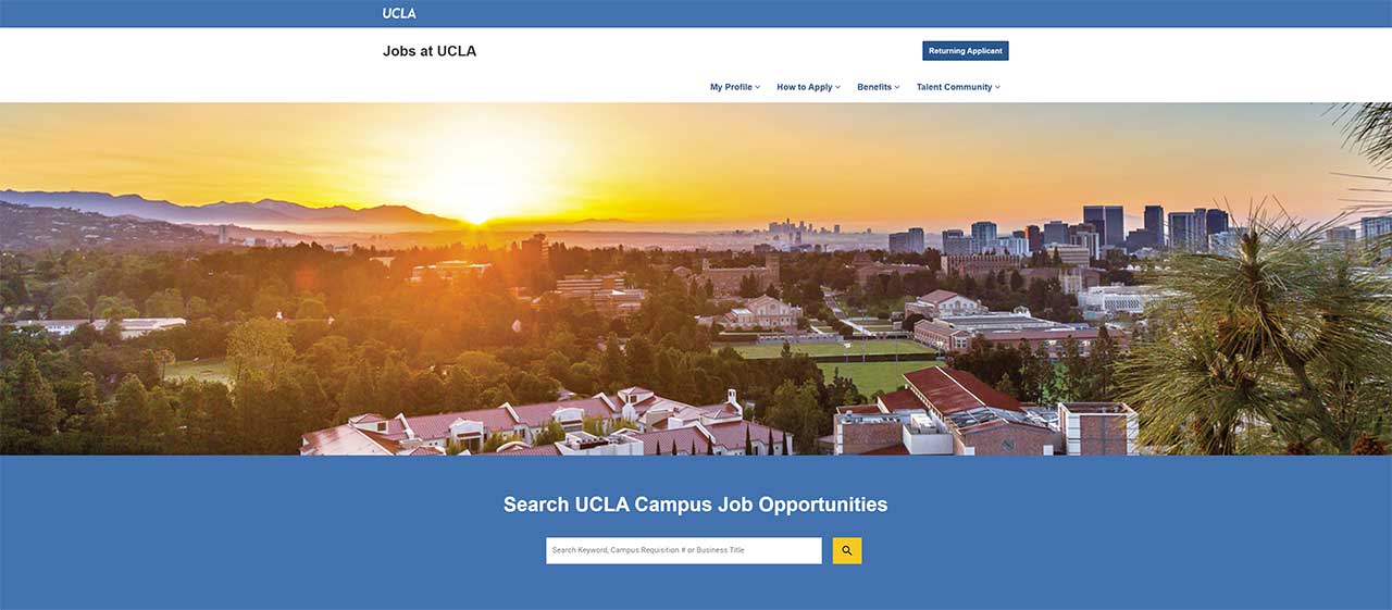 A screenshot of the new UCLA campus job website