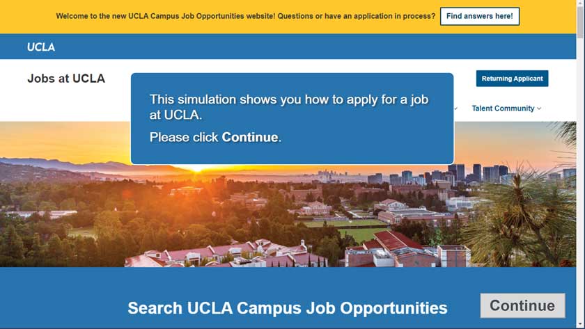 Screenshot of the job application training simulation
