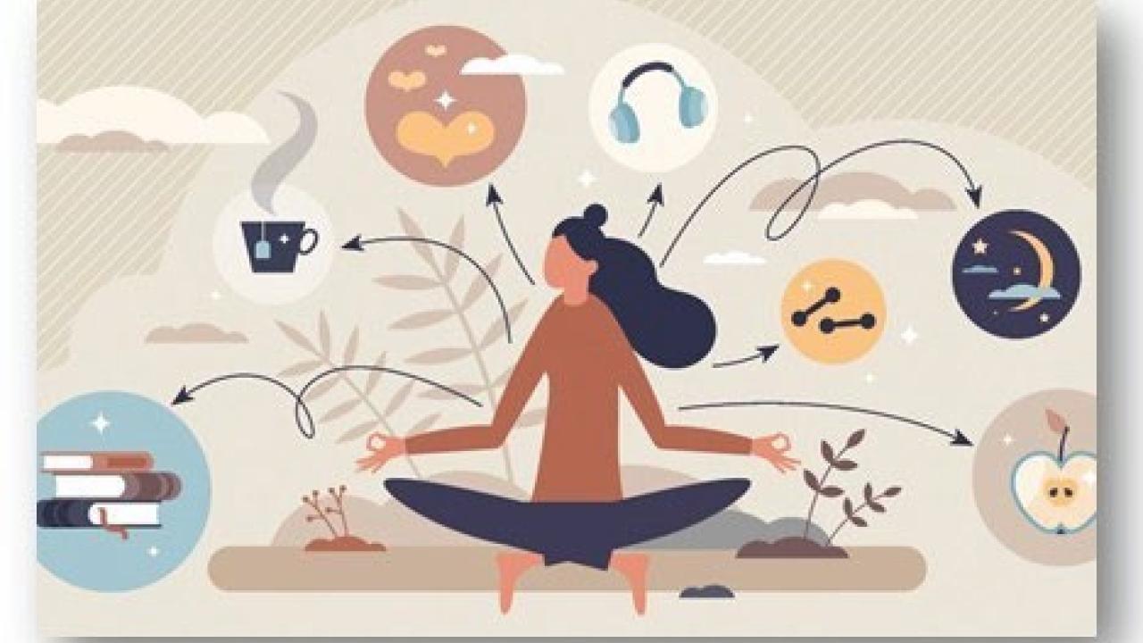 drawing of a woman imagining self-care 