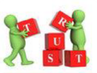 figures with blocks that spell out trust